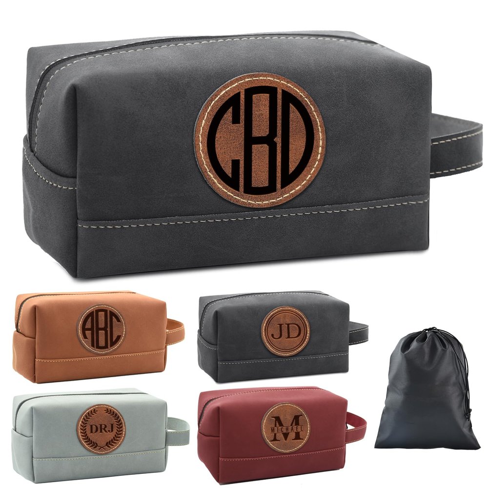 6 Pack Personalized Toiletry Bag for Men Handcrafted, Custom Leather Dopp Kit for Men, Personalized Gifts for Men, Father, Husband, Boyfriend, Groomsmen, Best Man Gifts, Shaving Bag Cosmetic Bag