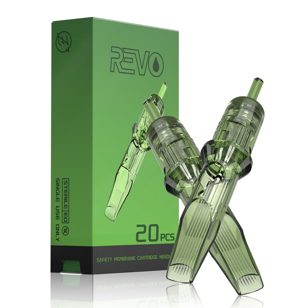 INKin REVO Tattoo Cartridges Magnum Curved 21RM, Tattoo Cartridge #12 Standard 0.35mm Round Mag Disposable Tattoo Needles With Stay-Sharp Needles Long Taper 20Pcs with Professional Membrane (R1221M1C)