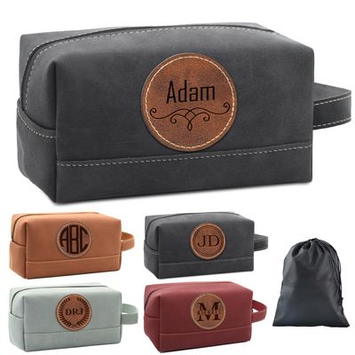 2 Pack Personalized Toiletry Bag for Men Handcrafted, Custom Leather Dopp Kit for Men, Personalized Gifts for Men, Father, Husband, Boyfriend, Groomsmen, Best Man Gifts, Shaving Bag Cosmetic Bag