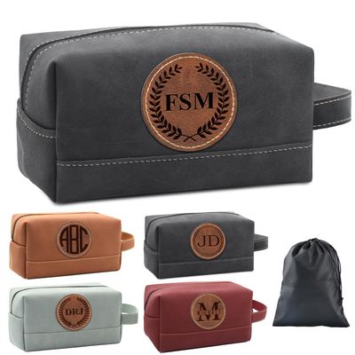 2 Pack Personalized Toiletry Bag for Men Handcrafted, Custom Leather Dopp Kit for Men, Personalized Gifts for Men, Father, Husband, Boyfriend, Groomsmen, Best Man Gifts, Shaving Bag Cosmetic Bag