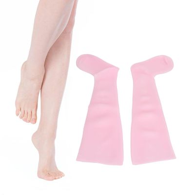 1 Pair Long Silicone Moisturizing Socks, Beach Protective Socks for Camping and Man and Woman Foot Spa, Hight Elastic Socks for Dry Feet and Crack Heel Overnight