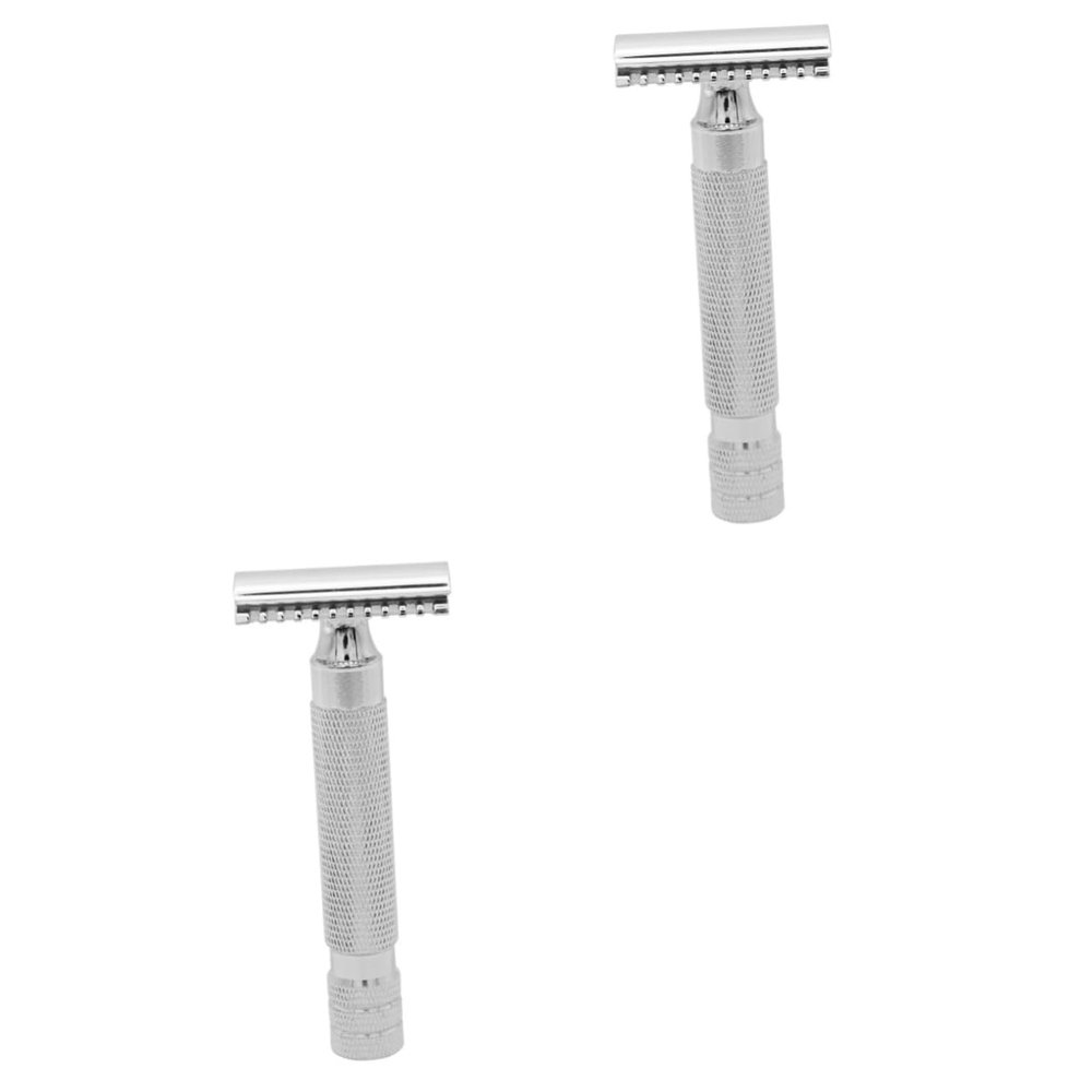 FRCOLOR 2pcs Double Safety Razor Men Shaving Steel Razor Safe Men Shaver Pattern