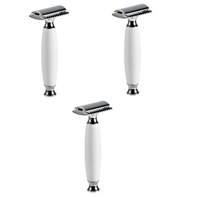 FRCOLOR 3pcs Manual Double-sided Razor Blade Men's Razor Vintage Shaving Machine t Shape Holder Modern Design