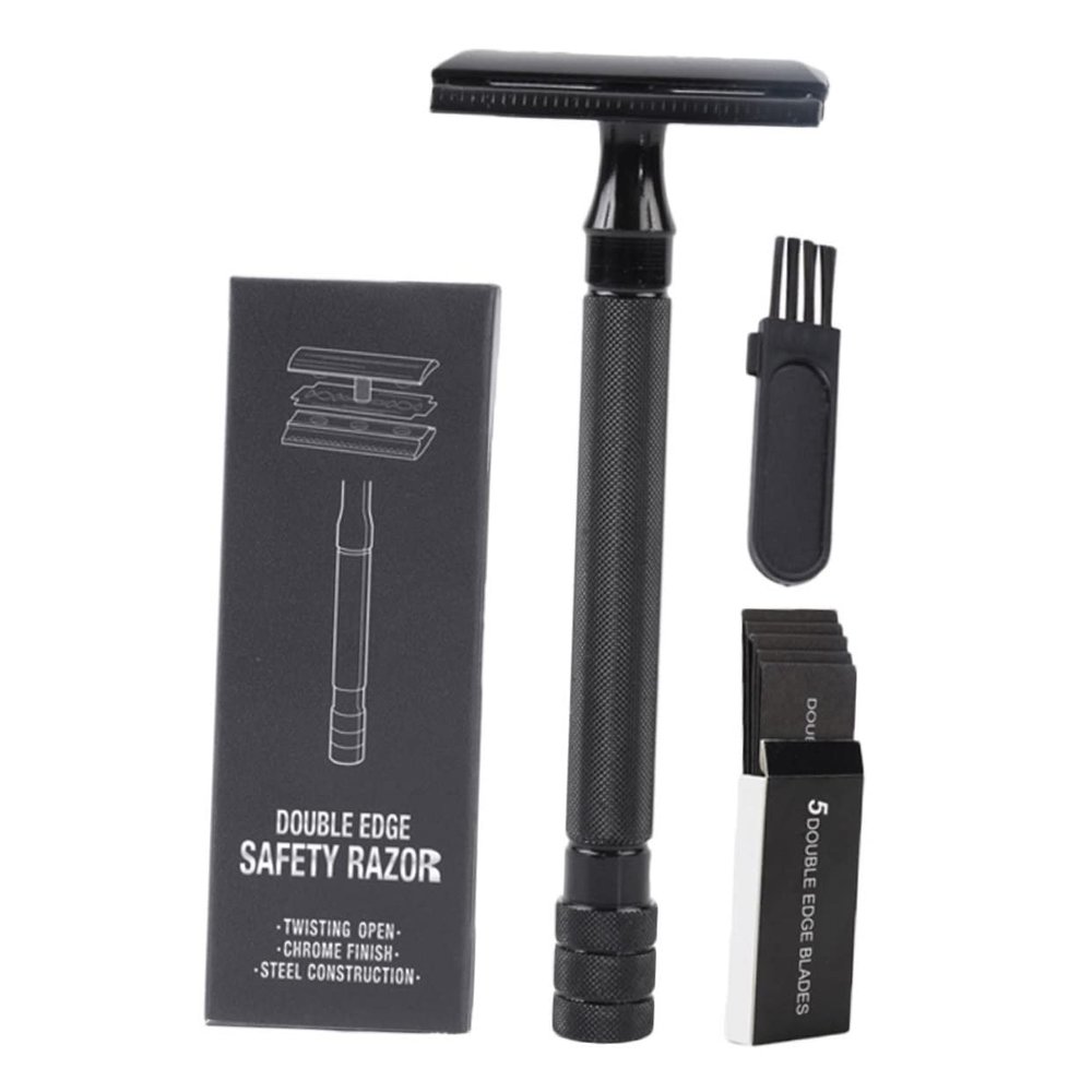FRCOLOR 3sets Manual Shaver Body Old Style Traditional Safety Razor Metal Handle Double-edged Blade Razor for Men