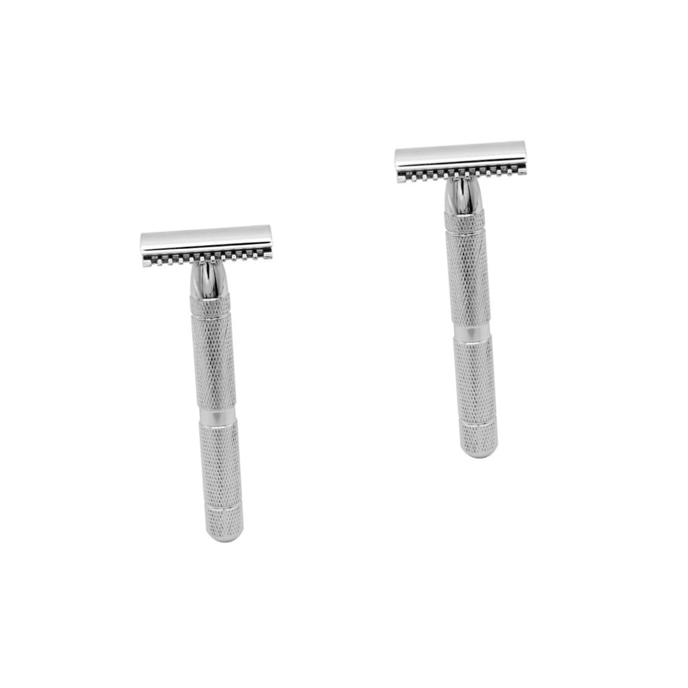 FRCOLOR 2pcs Double Edge Safety Razor Men Shaving Steel Razor Pattern Smooth Shave