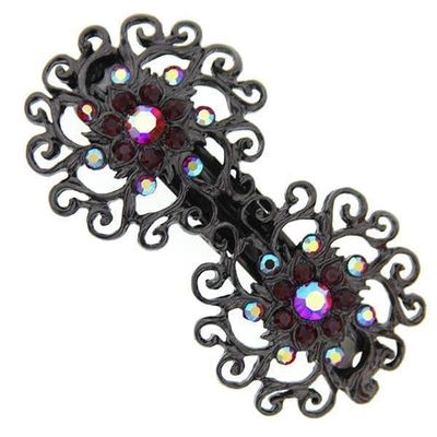 1928 Jewelry Siam Red Austrian And Red Crystal Ab 2.55 Inch Hair Barrette Clip For Women, (1 Pcs)