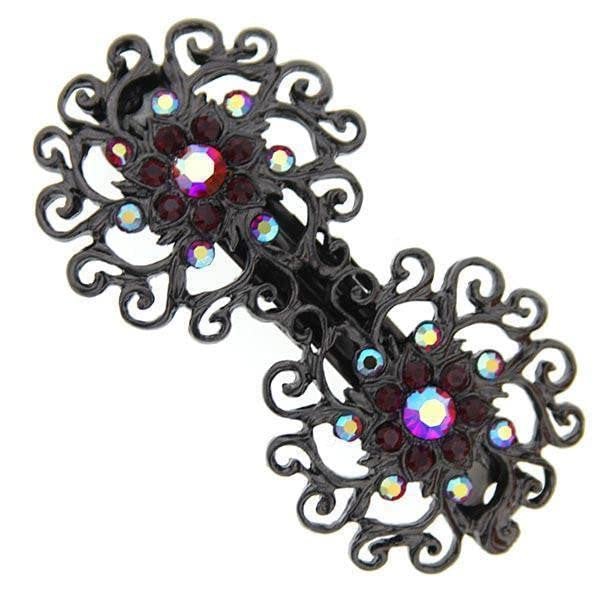 1928 Jewelry Siam Red Austrian And Red Crystal Ab 2.55 Inch Hair Barrette Clip For Women, (1 Pcs)