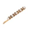 1928 Jewelry Clear Crystal Flower & Faux Pearl Bobby Pin, (1 Pcs) view 1