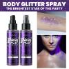Body Glitter Spray, Glitter Hairspray, Purple Body Glitter Spray, Quick-Drying and Waterproof Glitter Hairspray, Nozzles are not Easily clogged, Long-Lasting Body Shiny for Stage Makeup, 3.38Oz view 3