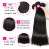 10A Straight Bundles with Closure for Black Women Human Hair Bundles 100% Unprocessed Brazilian Virgin Human Hair 3 Bundles with 4X4 Lace Closure Free Part Natural Color22 24 26+20 view 3