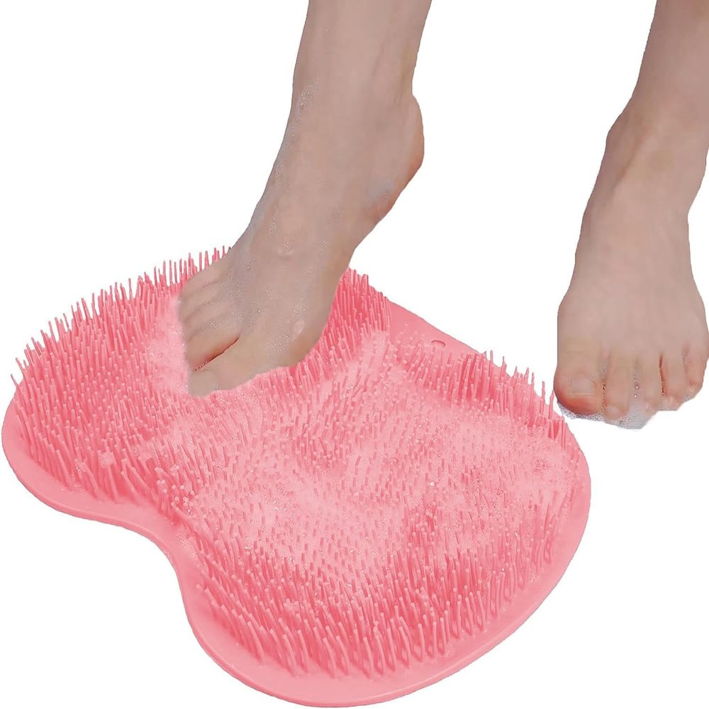 AKOAK 1 Pack Shower Back and Foot Scrubber, Wall-mounted Scrubber with Suction Cup, Silicone Bath Massage Pad Brush for Bathroom Foot Cleaning for Both Men and Women Improving Skin and Gentle Exfoliat