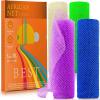 4 Pieces Exfoliating Washcloth Shower Towel African Net Sponge Japanese Wash Cloth Face Exfoliating Sponge Loofah Exfoliating Body Scrubber for Body Exfoliation (Blue, Green, Purple, White) view 1