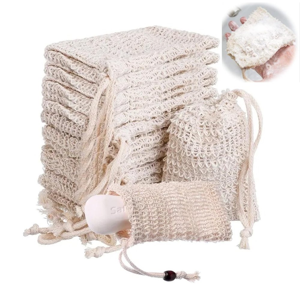 20 Pack Soap Saver Bag,Soap BagsNatural Cotton Linen Soap Saving Bags Mesh Plastic Free Exfoliating Foaming And Drying Shower Soap Holderr (Cotton and linen)