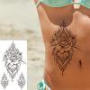 10 Sheet Sexy Lotus Flower Realistic Temporary Tattoos for Women Arm Thigh, Large Floral Indian Tribal Bohemia Butterfly Fake Tattoo Sticker Adult Girl, Mandala Temp Tatoo Leg Breast Chest Body Art view 4