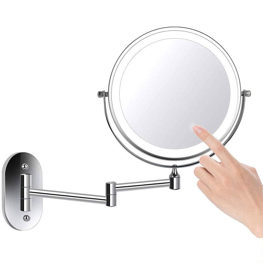 8 Inches Wall Mounted Makeup Mirror Double Sided 1X/10X Magnifying Vanity Mirror Swivel Extendable Powered