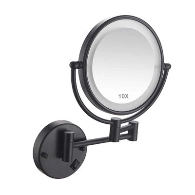 10X Magnifying Wall Mounted Makeup Mirror, 8In Magnification Makeup Mirror Adjustable 360 Swivel Extendable Cosmetic Vanity Mirror Mirrors for Bathroom Vanity,Black,hardwire ( Color : Black , Size :