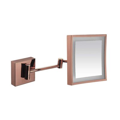 3X LED Wall Mounted Makeup Mirror, Stainless Steel Magnifying Wall Bathroom Mirror Touch Screen, 360 Degree Swivel Rotation, 8 Inches, Square, for Bathroom ( Color : Rose Gold , Size : Hardwired )