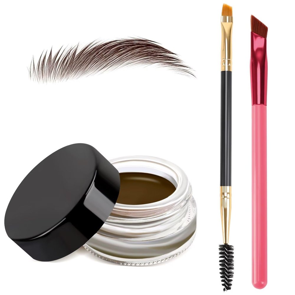 3 IN 1 Eyebrow Gel Kit With 2 Eyebrow Brushs,High Pigment,Waterproof,Long Wearing, Eyebrow Pomade For All Skin Tones, #04 dark-brown