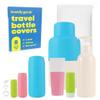 Brandly Goods Multi-Size Silicone Bottle Covers for Travel  Leak-Proof Stretchable Sleeves & Safety Clip Locks, Silicone Covers for Travel Toiletries, Bottle Sleeves for Traveling Essentials view 1
