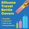 Brandly Goods Multi-Size Silicone Bottle Covers for Travel  Leak-Proof Stretchable Sleeves & Safety Clip Locks, Silicone Covers for Travel Toiletries, Bottle Sleeves for Traveling Essentials view 3