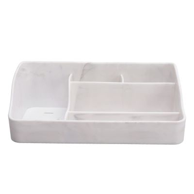 5 Grid Makeup Organizer, Silicone Cosmetic Storage Box, Makeup Desk Organizer for Cosmetics Skincare Lipstick Brushes Lotions Eyeshadow Nail(Marble Color)