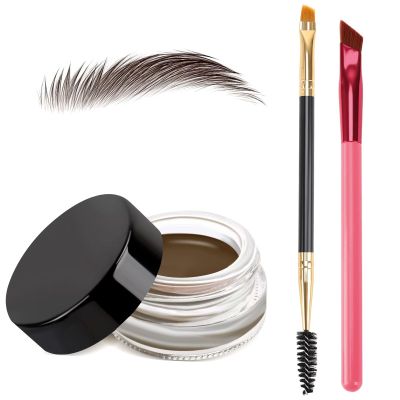 3 IN 1 Eyebrow Gel Kit With 2 Eyebrow Brushs,High Pigment,Waterproof,Long Wearing, Eyebrow Pomade For All Skin Tones, #06 medium-brown