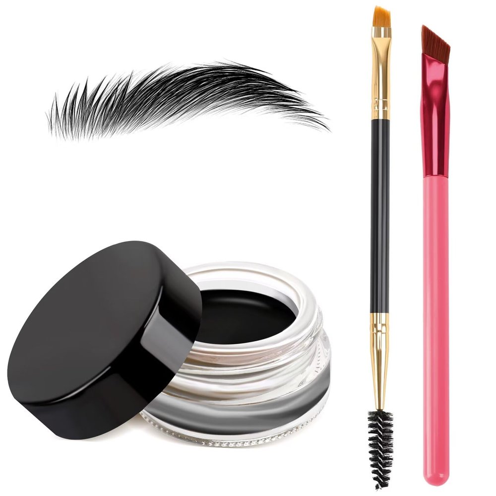 3 IN 1 Eyebrow Gel Kit With 2 Eyebrow Brushs,High Pigment,Waterproof,Long Wearing, Eyebrow Pomade For All Skin Tones, #11 granite