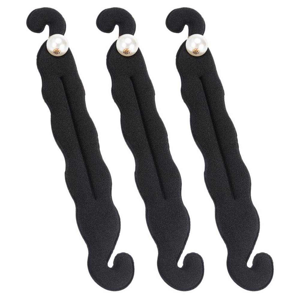 FRCOLOR 3pcs Pearl Hair Bun Maker Foam Sponge Donut Maker Beauty Hair Bun Clips Ponytail Bun Maker for Women Lazy