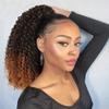 3 Tone 1b/4/30 Afro Kinky Curly Human Hair Drawstring Ponytail Extension 20inch 110grams 4C Curly Clip ins Ponytail Hairpiece for Women Black to Medium Brown to Light Auburn view 1