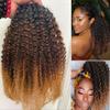 3 Tone 1b/4/30 Afro Kinky Curly Human Hair Drawstring Ponytail Extension 20inch 110grams 4C Curly Clip ins Ponytail Hairpiece for Women Black to Medium Brown to Light Auburn view 2