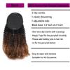 3 Tone 1b/4/30 Afro Kinky Curly Human Hair Drawstring Ponytail Extension 20inch 110grams 4C Curly Clip ins Ponytail Hairpiece for Women Black to Medium Brown to Light Auburn view 3