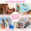 URSKYTOUS Initial Makeup Bag Personalized Preppy Travel Small Cosmetic Bag Cute PU Pink Chenille Letter Makeup Pouch for Purse Waterproof Zippered Toiletry Organizer for Women Girls Kids Friends (V) view 3