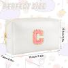 URSKYTOUS Initial Makeup Bag Personalized Preppy Travel Small Cosmetic Bag Cute PU White Chenille Letter Makeup Pouch for Purse Waterproof Zippered Toiletry Organizer for Women Girl Kid Friends(C) view 4