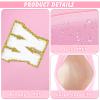 URSKYTOUS Initial Makeup Bag Personalized Preppy Travel Small Cosmetic Bag Cute PU Pink Chenille Letter Makeup Pouch for Purse Waterproof Zippered Toiletry Organizer for Women Girls Kids Friends (W) view 2
