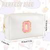 URSKYTOUS Initial Makeup Bag Personalized Preppy Travel Small Cosmetic Bag Cute PU White Chenille Letter Makeup Pouch for Purse Waterproof Zippered Toiletry Organizer for Women Girls Kids Friends (O) view 4