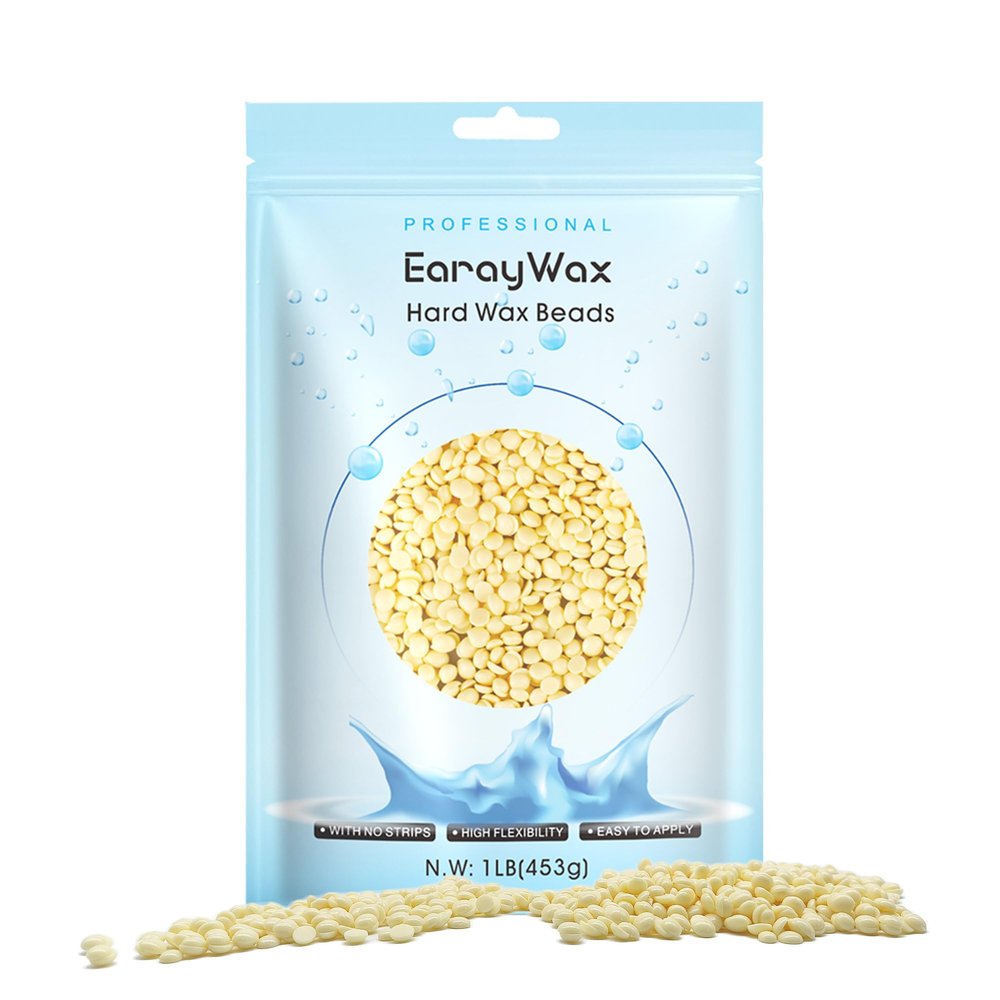 EARAYWAX Hard Wax Beads, 1lb, for Hair Removal, Refill Wax Beans for Sensitive Skin, At-Home Waxing for Women and Men