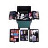 4-in-1 Green Rolling Makeup Train Case, Draw-bar Style Interchangeable Aluminum Rolling Makeup Case-Dark Green (13.78 x 9.84 x 29.53) (L x W x H) view 3