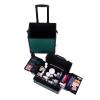4-in-1 Green Rolling Makeup Train Case, Draw-bar Style Interchangeable Aluminum Rolling Makeup Case-Dark Green (13.78 x 9.84 x 29.53) (L x W x H) view 4