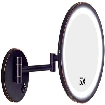 MESKEL Home Vanity Dressing Table Makeup Wall Mount LED Lighted 5X Magnifying Extendable Single Side Cosmetic (Color : C)