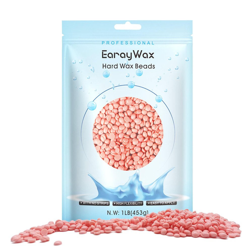 EARAYWAX Hard Wax Beads for Hair Removal - Brazilian Waxing, Sensitive Skin, Face, Eyebrow, Legs at Home - 1lb Pearl Wax
