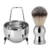 3 in 1 Shaving Brush Kit , Stainless Steel Brush , Handle Badger Hair Shaving Brush , Shaving soaps Bowl and Shaving Brush Holder Super Shaving Set , Stand soaps Bowl Shaving Tool Set view 1