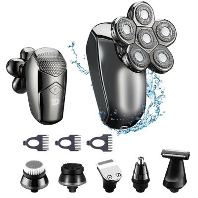 BAHREL Men's Electric Razo, Compact Face Shaver with Long-Hair Trimmer, 6 in 1 Beard Grooming Kit for Mustache, Face, Nose Hair, Body, Ideal Gifts for Men