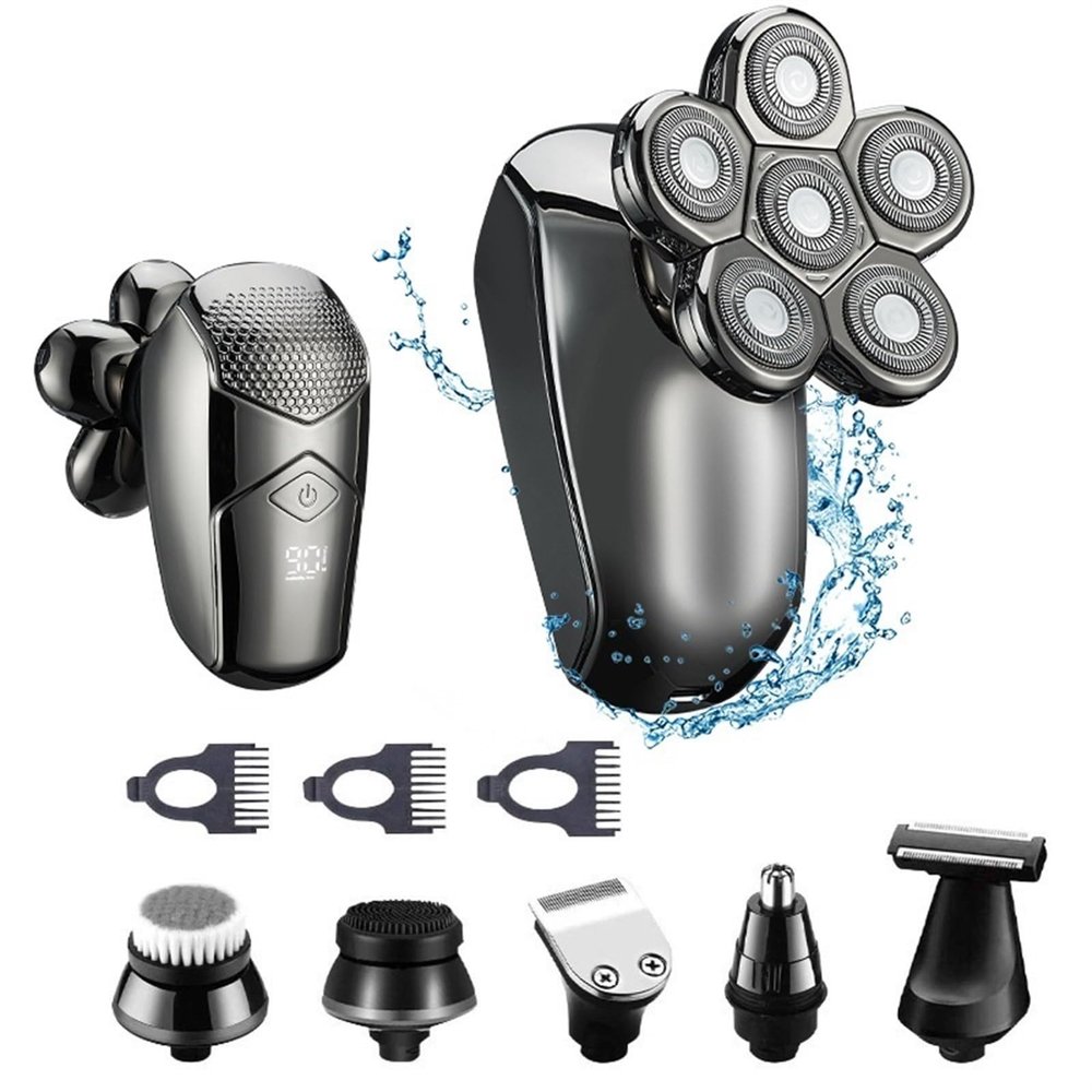 BAHREL Men's Electric Razo, Compact Face Shaver with Long-Hair Trimmer, 6 in 1 Beard Grooming Kit for Mustache, Face, Nose Hair, Body, Ideal Gifts for Men