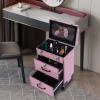 HuaShuani Rolling Makeup Case, Professional Rolling Makeup Train Case, Multi-Functional Makeup Trolley, 360 Rotating Wheels with Lock and Key, Makeup Storage Organizer for Makeup/Nail/Hair (Pink) view 2