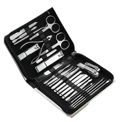 26 Pcs Manicure Set Stainless Steel Nail Clippers Cuticle Nipper Pedicure Care Tool Dead Skin Scissor Cleaning Grooming(Pink)