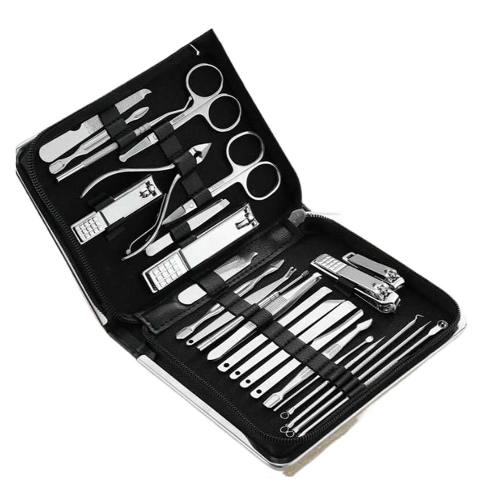 26 Pcs Manicure Set Stainless Steel Nail Clippers Cuticle Nipper Pedicure Care Tool Dead Skin Scissor Cleaning Grooming(Pink)