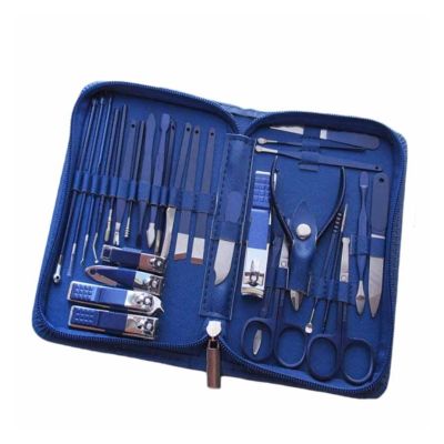 30 PCs Manicure Cutters Nail Clipper Set Household Stainless Steel Manicure Kit Nail Clippers Pedicure Nail Scissors Tool(Blue)
