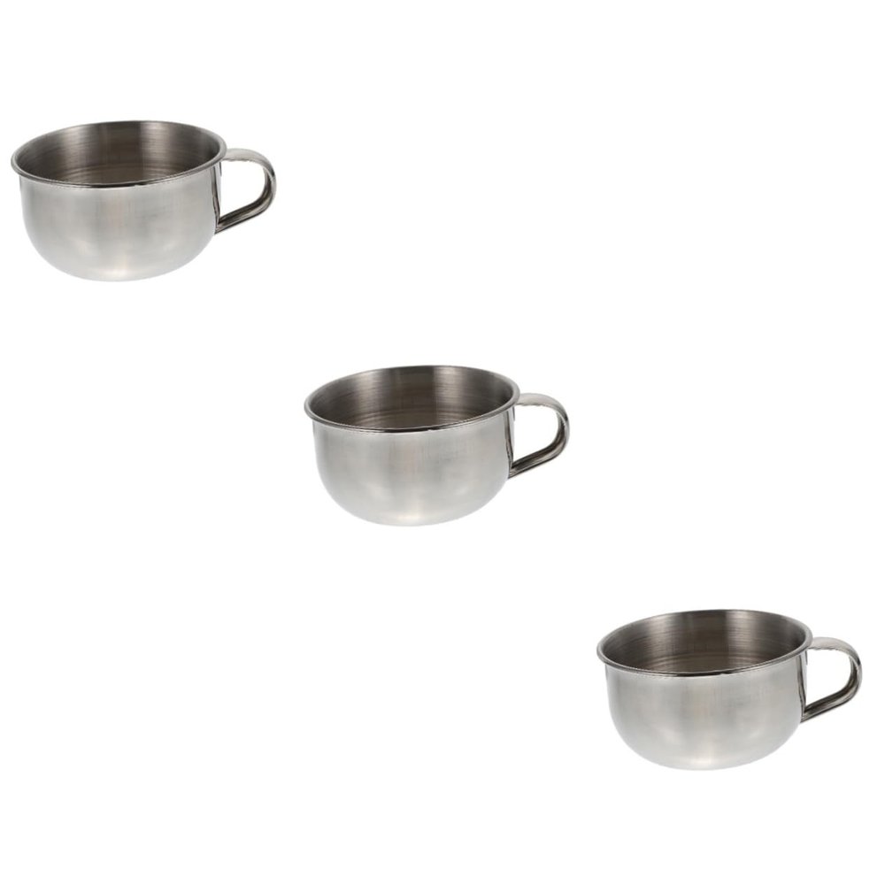 balacoo 3pcs Men's Bubbling Bowl Handle Shaving Soap Men's Silver Bowl for Simple Shaving Convenient Handle