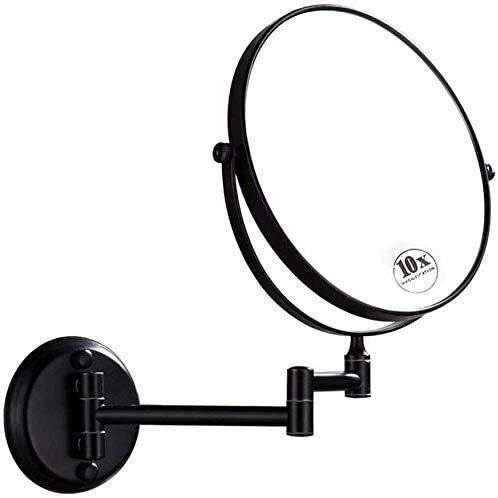 Bathroom Makeup Wall Mounted Black,8 Inch 1x/10x Magnification Shaving Mirrors, Double Sided 360