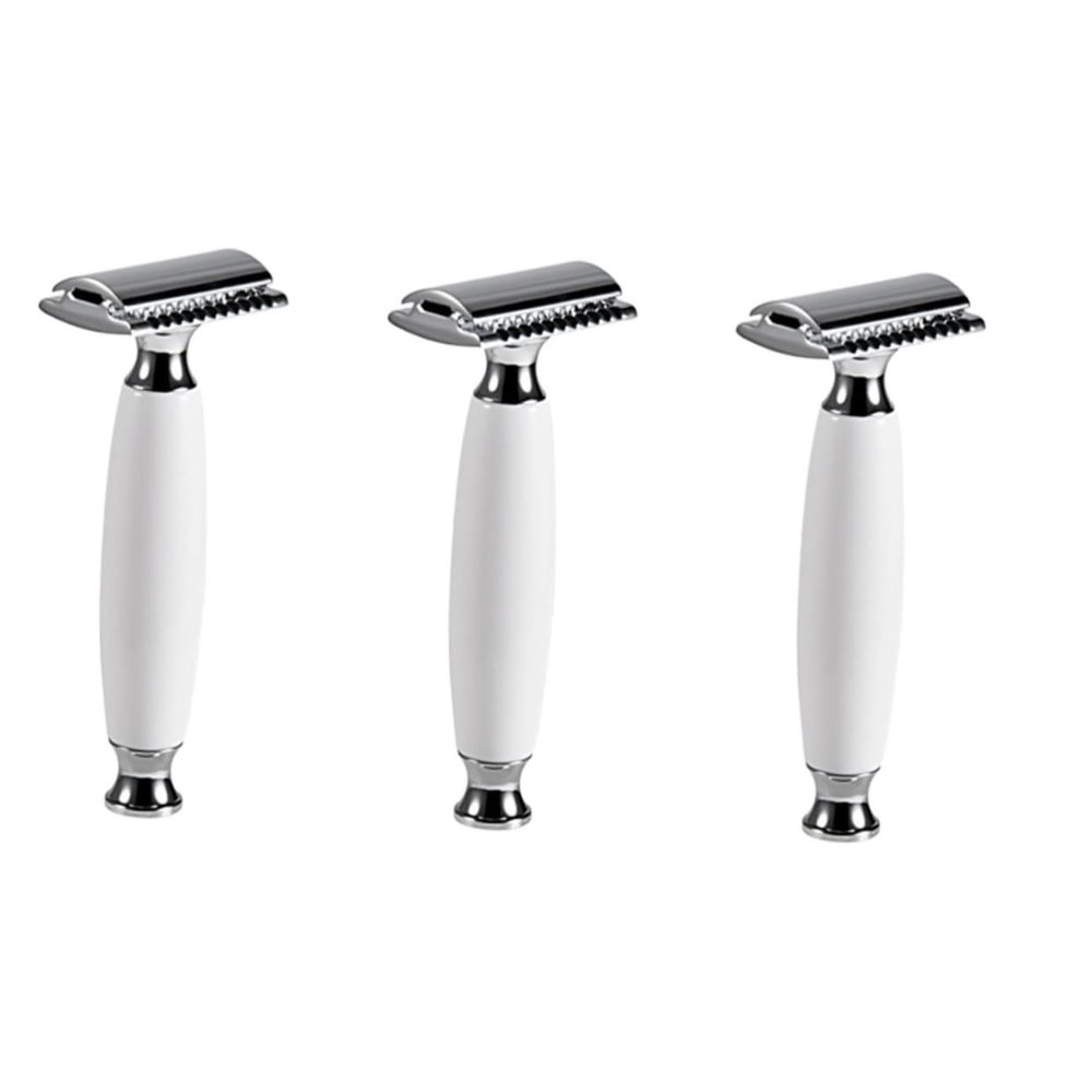 balacoo 3pcs Men's Razor Double-sided Manual Razor Blade Vintage Shaving Machine Modern Design Lightweight